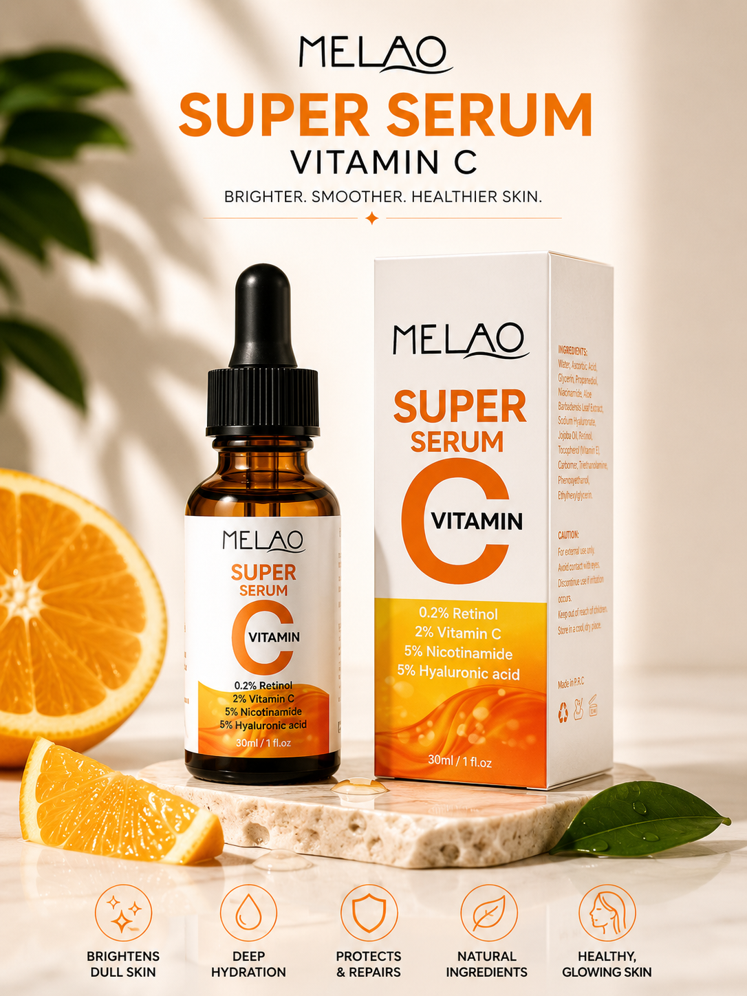 Vitamin C Face Serum with Hyaluronic Acid | Brightening & Hydrating
